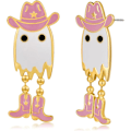 Miniatyrbilde 1 av 4: Halloween-Øredobber for Kvinner - Gresskar-Øredobber, Gull-Skjelett-Øredobber, Spøkelses-Halloween-Hengende Øredobber, Flaggermus-Øredobber