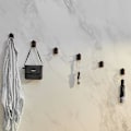 Miniatyrbild 4 av 5: 4-pack Tunga Handdukskrokar för Väggmontering Trä Svart Rostfri Klädställning Väggfäste Väggkrokar Väska Nyckel Hatt Hängare