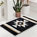 Miniatyrbild 3 av 4: 1 st Badrumsmatta Boho Badmatta Halksäker Svart Aztec Badmatta, Mjuk Absorberande Mikrofiber Lyxig Plysch Tvättad Golv