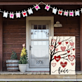 Miniatyrbillede 4 af 5: 2 stk. Valentinsdag Haveflag 12x18 Tommer Dobbeltsidet Udendørs, Kærlighedshjerte Træ Rustik Jubilæum Bryllup Have Udendørs