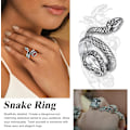 Miniatyrbilde 3 av 5: Slange Ringer for Menn Kvinner, Rustfritt Stål/Gull/Svart Slange Finger Wrap Ring
