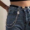 Miniatyrbillede 1 af 5: Gotiske Hip Hop Bukser Jeans Kæde Tag Vedhæng Lagdelt Punk Sølv Bukser Kæder Biker Tung Tyk Tegnebog Lomme Kæder S