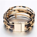 Miniatyrbillede 3 af 5: Leopard Armbånd til Kvinder Wrap Multilayer Læder Armbånd