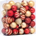 Miniatyrbilde 1 av 4: (Red Gold) 50 stk Julekuler Ornamenter Tredekorasjoner, 4CM Knusefrie Juletrær Ornamenter Jul Tre Henge