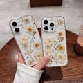 Miniatyrbilde 4 av 5: Ekte Blomsterdeksel til iPhone 16, Klar Myk Fleksibel Gummi Presset Tørket Ekte Blomst Jenter Kvinner Glitter Blomsterdeksel til iPhone 16 - Tusenfryd