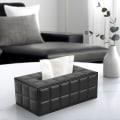 Miniatyrbild 3 av 5: Rektangulär läder servettlåda Black