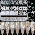 Miniatyrbild 1 av 4: 2 st Akryl Fjäril Blomma Björn Nagelkonst Hänge Konst, Multi-form Pärla Strass Gyllene Metall Applikation Smycken Acc
