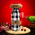 Miniatyrbillede 3 af 5: 8 stk. julevinflaskeovertræk Buffalo Plaid vingaveposer juleimiterede pels sweater vin B