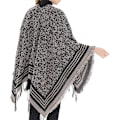 Miniatyrbilde 3 av 4: Dame Varm Sjal Wrap Åpen Front Poncho Cape Fargeblokk Sjal