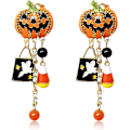 Miniatyrbilde 1 av 4: Halloween-Øredobber for Kvinner - Gresskar og Spøkelse - Hengeøreringer - Gotiske Krystall-Gresskar-Kvaster - Hengeøreringer for Halloween-Kostyme