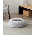 Miniatyrbillede 4 af 5: Grå plys donut hund seng, beroligende rund hund katteseng blød fluffy kæledyr måtte selvoppvarmende hvalpeseng 40cm