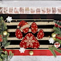 Miniatyrbillede 2 af 5: 40x60cm Paw Print Hat Juletræsdørmatte, Vinter Jule Hjem Decor Lav Profil Skift Tæppe Dør Matte Gulv Matte til Indendørs Ud
