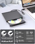 Miniatyrbillede 2 af 5: Eksternt CD/DVD-drev, USB 3.0 Type-C læser/skriver/brænder, til Windows 11/10/7 PC Apple Mac Linux