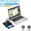 Miniatyrbillede 2 af 5: Eksternt CD DVD-drev, USB 3.0 & Type-C Slim Brænder/Rewriter, til Bærbar Stationær Mac iOS Windows Linux