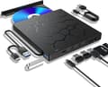 Extern CD/DVD-enhet, 7-i-1 USB 3.0 bärbar DVD-spelare, brännare, för bärbar dator, stationär PC, MacBook, Windows, Linux OS