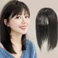 Miniatyrbild 4 av 8: Perukbit för kvinnor Hårbit 3D Fluffy Bangs Peruk Black 25CM