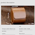 Miniatyrbillede 4 af 5: Retro Single Watch Bag Læder Ur Opbevaringsboks Brown snap-fastener