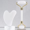Miniatyrbilde 4 av 5: Jade Roller Gua sha Board Anti-aldring ansiktsmassasje Skjønnhetspleie S Roller+Scrapingboard