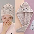 Miniatyrbillede 1 af 8: Cat Coral Fleece Hår hurtigtørrende badehætte Coffee