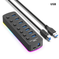 Miniatyrbild 1 av 6: RGB USB 3.0 Hub 7-portars dataportadapter 5Gbps USB