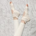 Miniatyrbillede 6 af 8: Kvinder Halvtå Ballet Yoga Sokker Skridsikre Peep Toe Anti-Slip Pi Khaki