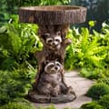 Raccoon Birdbath Polyresin Trädgårdsfågelbad för Hemträdgård Yar