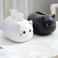 Miniatyrbillede 2 af 5: Kawaii Cat Tissue Box Køkken Serviet Opbevaringsboks Wc Papir Conta Black