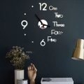 Miniatyrbilde 5 av 5: 3D Speil Vegg Klokke Moderne Design Kreativ Akryl Kvarts Vegg Black