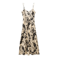 Miniatyrbild 4 av 8: Dam Leopard Print Djup V-ringad Kvinna Backless Solklänningar color S