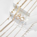 Miniatyrbillede 5 af 5: 6 stk/sæt Boho armbånd sæt kvinder kvaster blade cirkulære kæder Gold