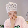 Miniatyrbillede 3 af 8: Cat Coral Fleece Hår hurtigtørrende badehætte Gray