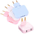 Miniatyrbilde 2 av 5: Europeisk forskrift Praktisk reiseadapter med roterende plugg Black+USB