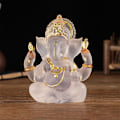 Miniatyrbillede 1 af 8: Klar Lord Ganesha Statue Elefant Skulptur Figurer Ornament White