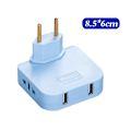 Miniatyrbillede 1 af 5: 3 i 1 EU forlængerstik med USB til mobiltelefon Blue