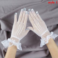 Miniatyrbillede 1 af 5: Kvinder Handsker Mesh Fishnet Handsker Lace Vanter Full Finger Handske White-A