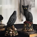 Miniatyrbillede 2 af 8: Skeletter dekorative figurer Katte og krager statuer A2