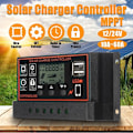 Pikkukuva 1 / 5: 10A-60A MPPT 12V/24V aurinkolatausohjain USB Dual Solar Pa Black 30A