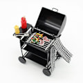 Miniatyrbillede 2 af 8: Dukkehus Miniature Sort BBQ Grill Model Køkkenlegetøj