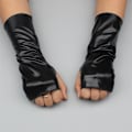 Miniatyrbillede 4 af 8: Modehandsker Korte handsker Gloss Læder Dress Up Handsker Silver