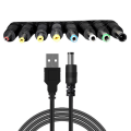 Pikkukuva 2 / 5: 8 in1 5 V USB DC 5,5 x 2,1 mm ~ 6,3 mm pistoke