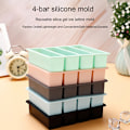 Miniatyrbillede 2 af 8: 1 Stk 4 Gitter Lang Strip Silikone isterninger Firkantet Bakke Form Gray
