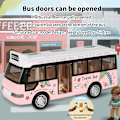 Miniatyrbilde 5 av 8: Skolebuss Lyd Lys Turbuss Modell Boy Toy Diecasts Toy Blue