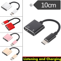 Pikkukuva 2 / 5: Adapter Charge Headphone 2 in 1 Type-C – 3,5 mm Jack Head Aux o Black