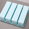 Miniatyrbillede 7 af 8: 1 Stk 4 Gitter Lang Strip Silikone isterninger Firkantet Bakke Form Blue