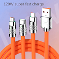 Miniatyrbild 2 av 8: 3in1 6A 120W USB Typ C-kabel för belysning USB A till typ-C Yellow