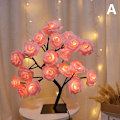 Miniatyrbilde 1 av 5: LED-lampe lys Rose Flower Tree USB nattlys Pink