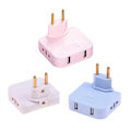 Miniatyrbillede 3 af 5: 3 i 1 EU forlængerstik med USB til mobiltelefon Blue