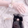 Miniatyrbild 2 av 5: Tjej Svart Vita Spetshandskar Tjej Lolita Spetshandskar Black grid