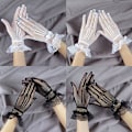 Miniatyrbild 2 av 5: Damhandskar Mesh Näthandskar Spetsvantar Helfingerhandske White-A