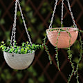 Miniatyrbillede 3 af 5: Balkon Kæde Ophæng ers Urtepottekurv Imiteret Rattan Vi White